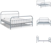 vidaXL Metalen Bedframe - Grijs - 213 x 191 x 109 cm - Geschikte matras 180 x 200 cm + Montage vereist - Bed