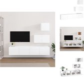 vidaXL TV-meubelset - Hoogglans wit - Bewerkt hout - 30.5 x 30 x 30 cm - 60 x 30 x 30 cm - 80 x 30 x 30 cm - Kast