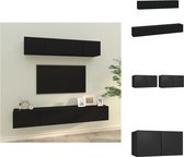 vidaXL Tv-meubelset Massief Hout - 60x30x30 cm + 80x30x30 cm - Zwart - Kast