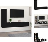 vidaXL TV-meubelset - Zwarte bewerkte houten televisiemeubels - 80 x 30 x 30 cm en 30.5 x 30 x 60 cm - Opbergruimte - Kast