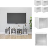 vidaXL TV-meubel - staand - hoogglans wit - spaanplaat - 37 x 35 x 37 cm - set van 4 - Kast