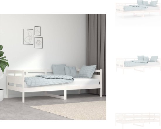 vidaXL Houten Slaapbank - Logeerbed en Bank - Wit - 203.5 x 96.5 x 66 cm - Geschikt voor 90 x 200 cm Matras - Montage vereist - Bed