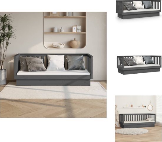 vidaXL houten slaapbank - Grijs - 197.5 x 82 x 76 cm - Massief grenenhout - Bed