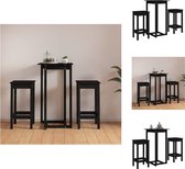 vidaXL Houten Bartafel - Massief grenenhout - 60 x 60 x 110 cm - Zwart - Set tafel en stoelen
