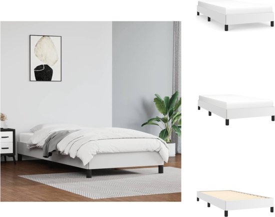 vidaXL Bedframe - Kunstleer - Multiplex lattenbodem - Wit - 203x83x25 cm - Geschikt voor 80x200 cm matras - Bed