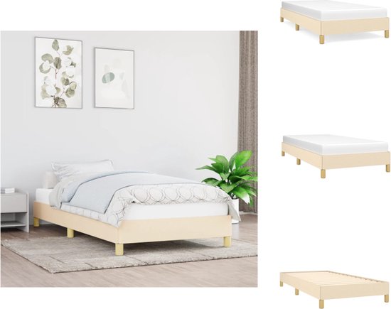 vidaXL Bedframe - Crème - 203 x 93 x 25 cm - Stabiele poten - Multiplex lattenbodem - Bed