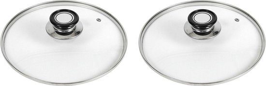 2x stuks universele glazen pannendeksels voor pannen van 18 cm - Kookpannen accessoires