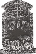 Halloween Horror kerkhof decoratie grafsteen RIP met schedels 38 x 27 cm - Halloween feestdecoratie en versiering