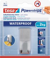 2x Tesa RVS haak waterproof Powerstrips - Klusbenodigdheden - Huishouden - Verwijderbare haken - Opplak haken 1 stuks