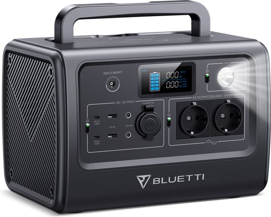 BLUETTI EB70-Powerstation-1000W -Draagbare Generator-716Wh LiFePO4 batterij-grijs-230V-EU-USB-C-Stroomgenerator voor reizen, camping