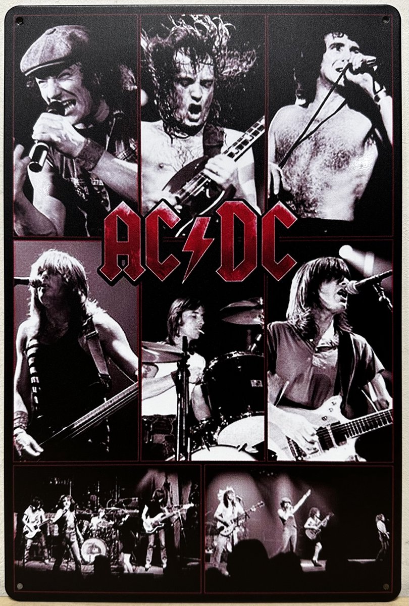 ACDC Foto Collage Reclamebord van metaal METALEN-WANDBORD - MUURPLAAT ...