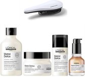 L`Oreal Professionel - Metal Detox Set - Shampoo + Masker + Creme + Olie + KG Ontwarborstel - Anti Haarbreuk Pakket - Serie Expert Giftset