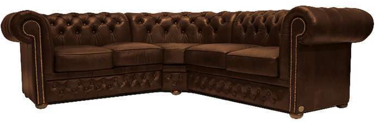 Chesterfield Hoekbank First Class Leer | 2 hoek 2 | Cloudy Oud Bruin | 2 tot 4 weken lever