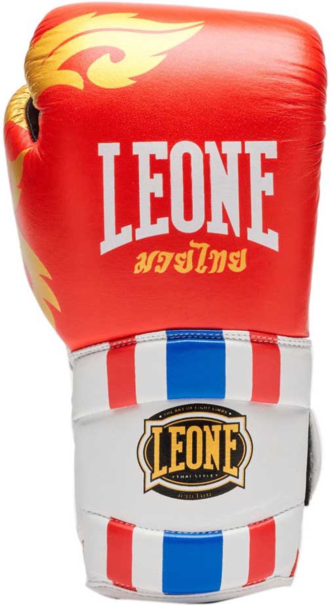 Leone1947 Thai Style Leer Kunstmatige Bokshandschoenen Rood 14 oz