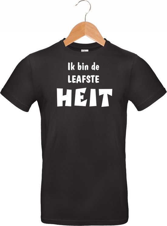 Mijncadeautje - Fryslan T-shirt - ik bin de leafste Heit - unisex - zwart - verjaardag - leeftijd - feest - (maat XXL)