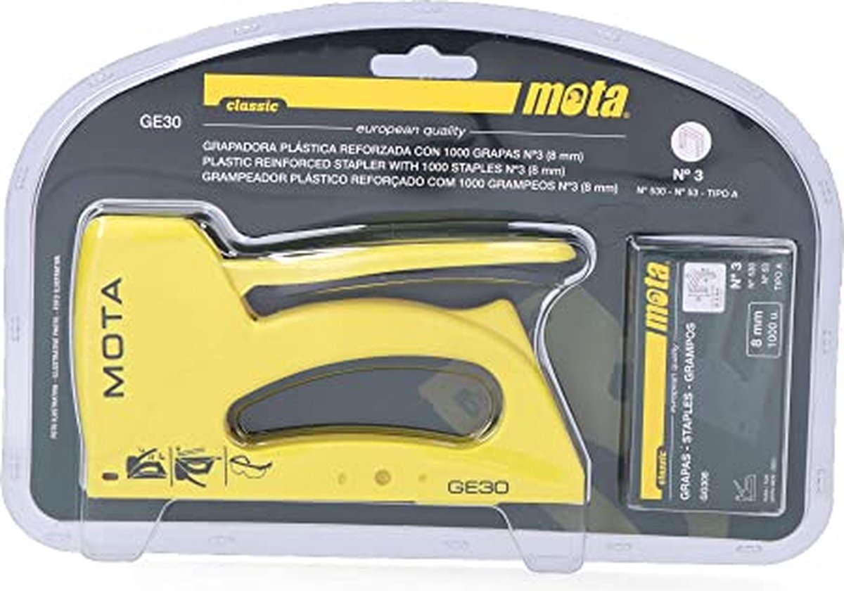 Professionele Nietmachine Mota GE30 Classic Nº3 1000 Nietjes Geel Plastic (8 mm)