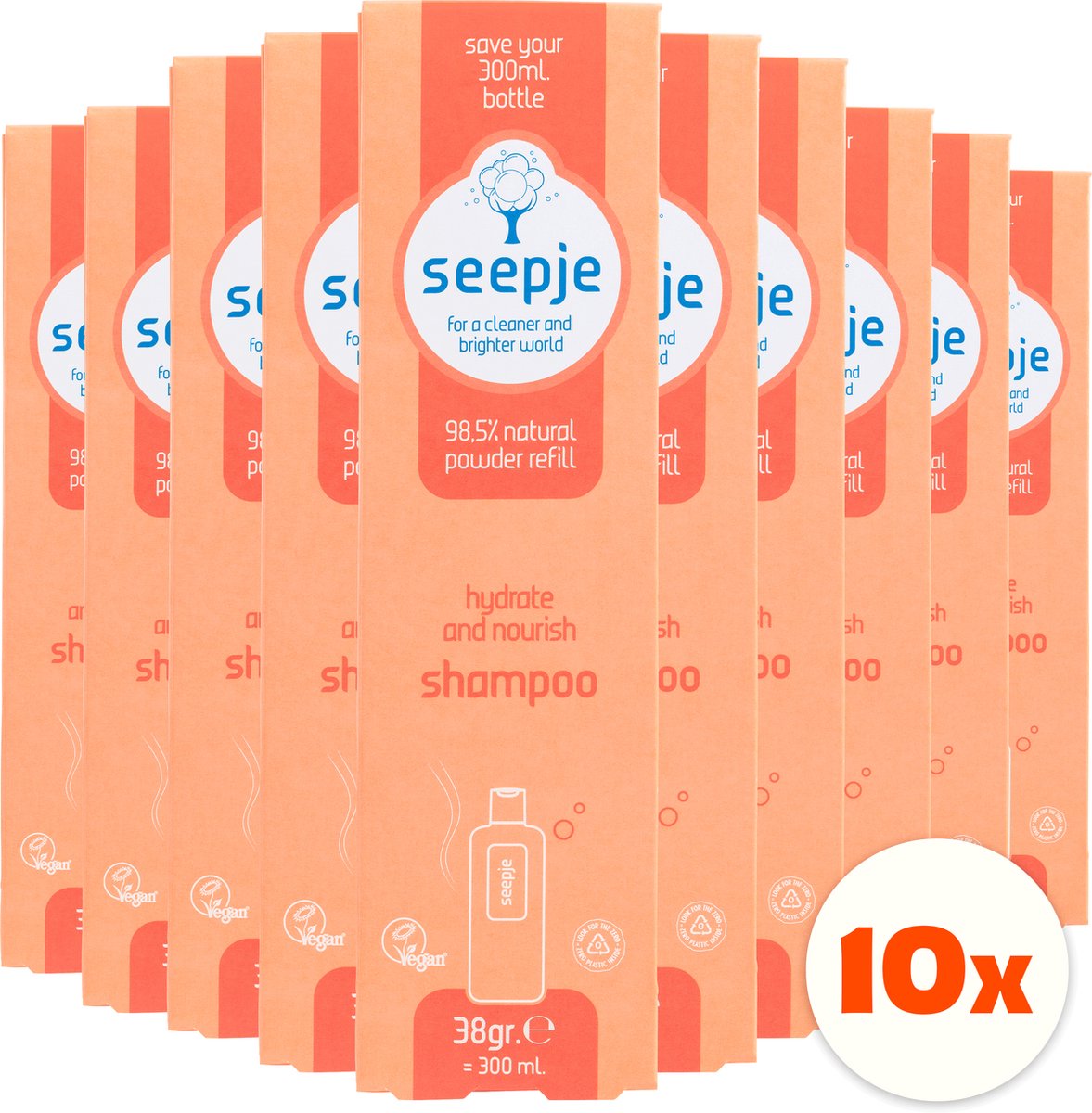 Seepje Shampoo Navulling - Hydrate and Nourish - 10 x 38 gram