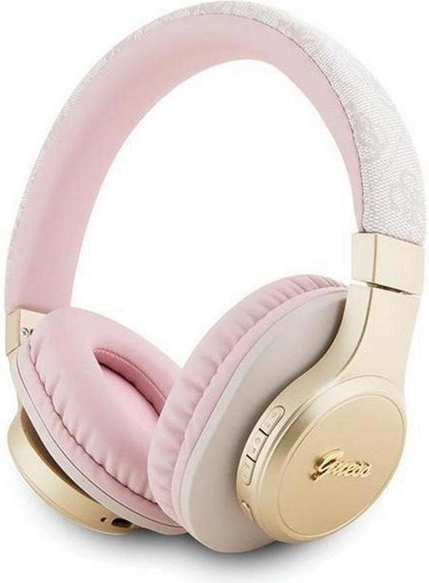 Guess 4G Script Logo Bluetooth Stereo Over-Ear Koptelefoon - Roze