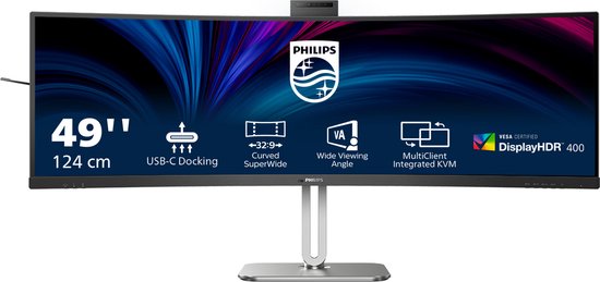 Philips 49B2U5900CH - Ultrawide QHD Curved Monitor - USB-C 100w - RJ45 - KVM switch - HDR400 - Webcam - 49 inch