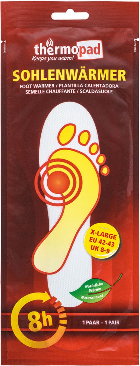 Thermopad - Six-Pack / Maat: 42-43 - Warmte Pads / Zool verwarmers / Heating Pads / 8 uur warmte. 6 paar