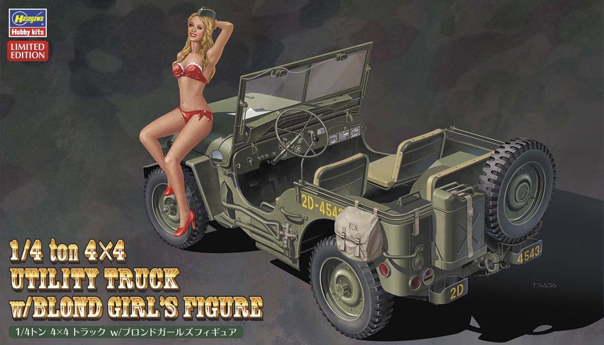 Hasegawa 1:24 52249 1 4 ton 4x4 Utility Truck w Blond Girl Figure Plastic Modelbouwpakket