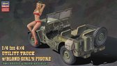 1:24 Hasegawa 52249 1/4 ton 4x4 Utility Truck - w/Blond Girl Figure Plastic Modelbouwpakket