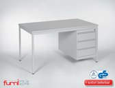 Furni24 Bureau, computertafel, werktafel, tafel incl. onderbak 3 laden, 160 cm x 80 cm x 75 cm, grijs RAL 7035