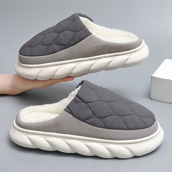 Japanse slippers met dikke voering voor binnen en rond huis - Goed kwaliteit - Maat 37-41 - Grijs - Japans - Slides - Slippers - Pantoffels
