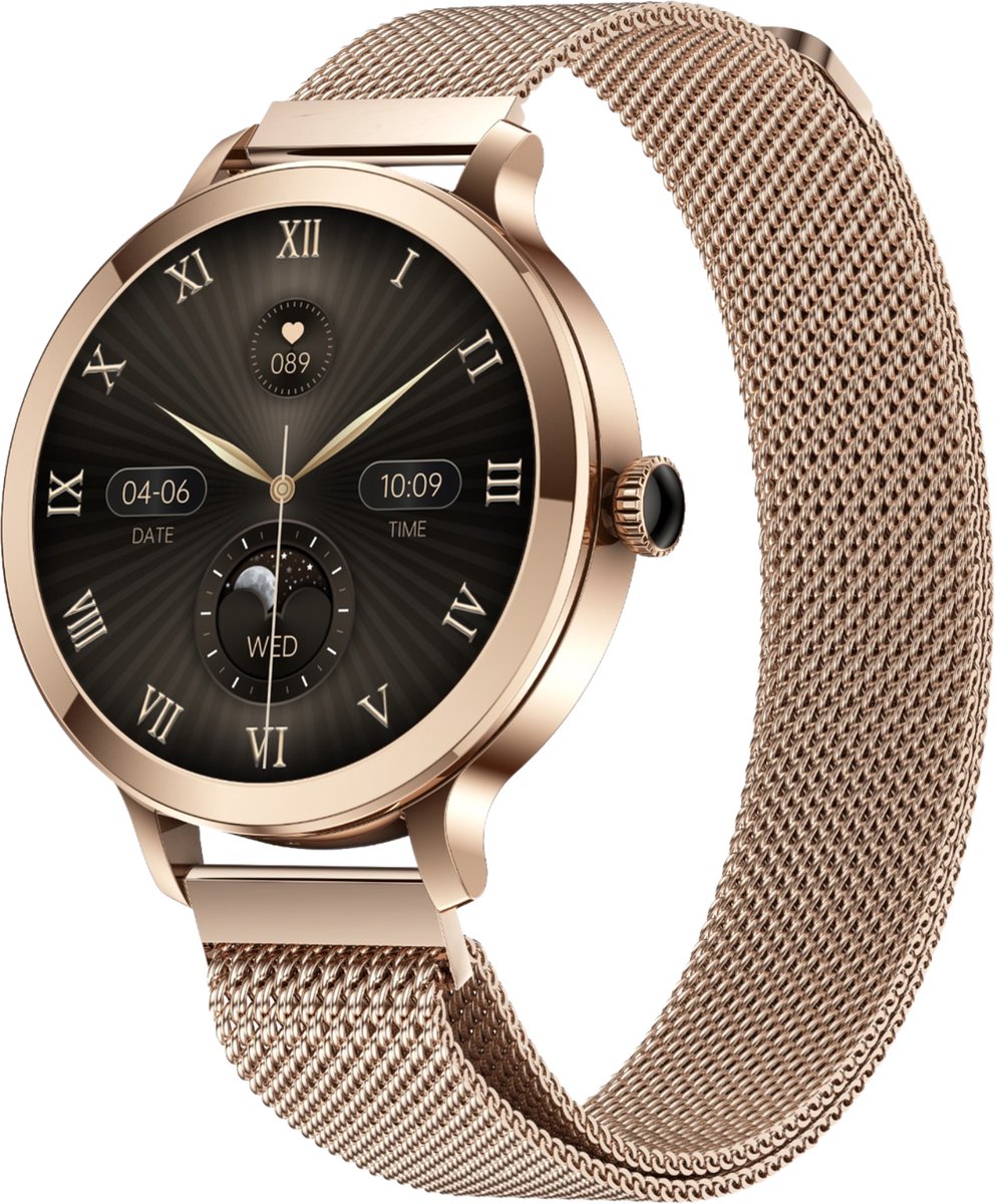 SAMMIT Smartwatch - Zwart - Smartwatch Dames & Heren – Full Touchscreen – IOS en Android – Stappenteller - Met Extra Grijs Bandje - 38mm