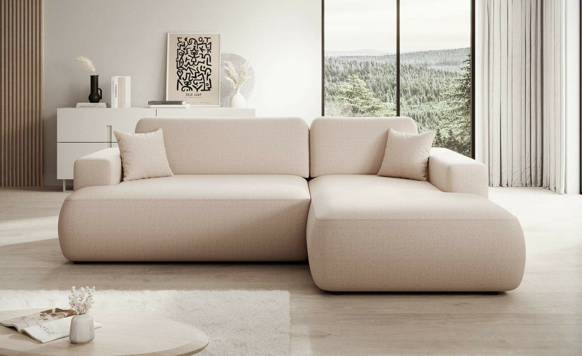 Hoekbank Gio - Hoeksalon lounge rechts - beige - met slaapfunctie en opbergruimte - seatsandbeds