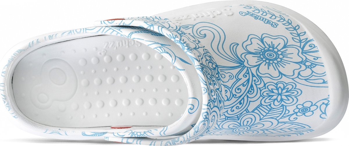 Schu'zz Schuzz Damen Clog Berufsschuhe PROTEC Femme imprimé Mandala bleu / Blau-39