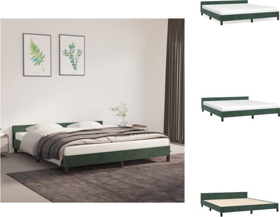 vidaXL Bedframe Fluweel Donkergroen - 203 x 166 x 50 cm - Stabiele poten - Multiplex lattenbodem - Bed