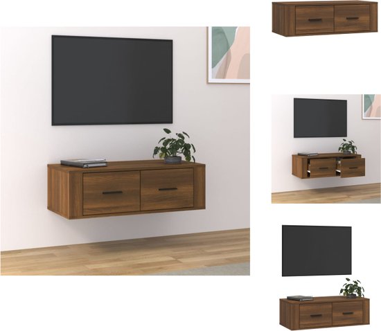 vidaXL Hangend TV-meubel - 80 x 36 x 25 cm - Bruineiken - Duurzaam - ruimtebesparend - Kast