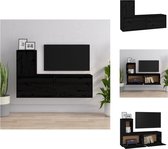 vidaXL Televisiekasten - Klassiek design - Massief grenenhout - Zwarte kleur - 2x 60x30x35 cm - 1x 30x30x40 cm - Kast