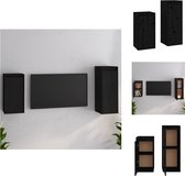 vidaXL TV-Kast - Grenenhout - 30 x 30 x 60 cm - 30 x 30 x 80 cm - Zwart - Kast