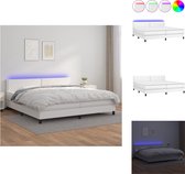 vidaXL Boxspring Bed - Kunstleer - Pocketvering Matras - Huidvriendelijke Topmatras - LED - Bed