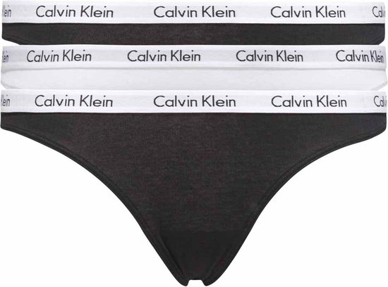 Calvin Klein 3-pack String Dames - Zwart, Wit - Maat M