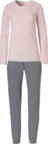 By Louise Dames Pyjama Set Lang Katoen Roze / Grijs - Maat S