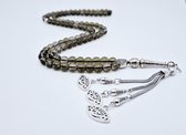 Tasbih 99 Kralen Natuursteen "Rookkwarts" – Met tassel Metaal -Tasbeeh 8 mm diameter van de korrel - Model7- Een cadeau voor Moederdag en Vaderdag