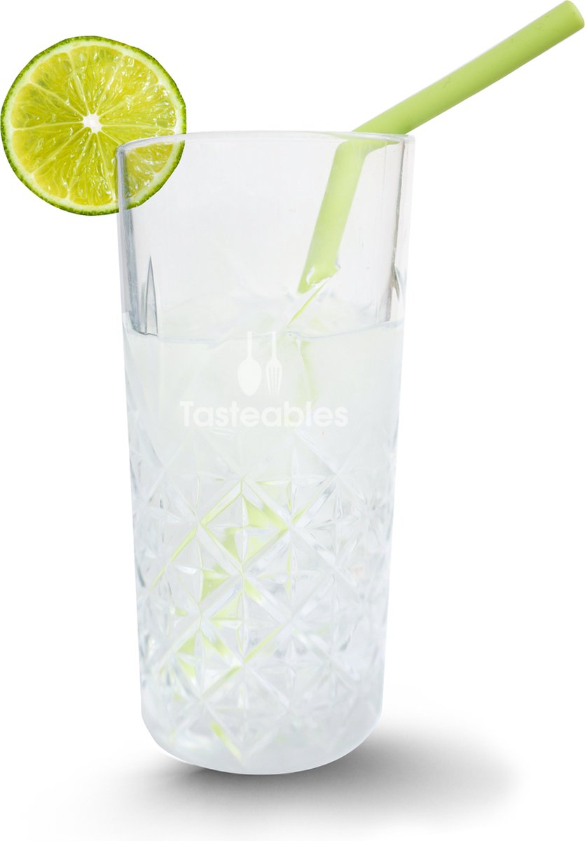 Siliconen rietjes gebogen - Cocktail Rietjes - Tasteables - Set van 8 - Duurzaam - Herbruikbaar - Reinigingsborstel - Natuurlijk materiaal - 200mm lengte - Gemixte kleuren — cadeau in Koken & Dineren - foto 4