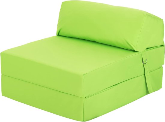 Chaise de lit pliante confortable en Z, vert lime Doux, confortable et léger, avec housse imperméable amovible. Disponible en 10 couleurs