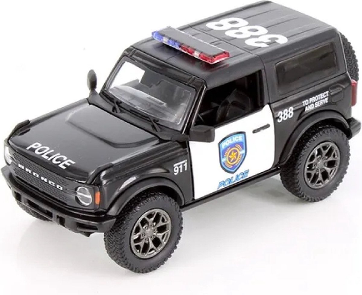 Kinsmart Ford Bronco Politie (Zwart) (12 cm) 1 36 {Modelauto Schaalmodel Miniatuurauto}