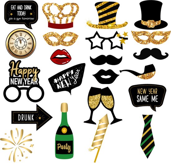 Happy New Year Oud en Nieuw Versiering Foto Props Photobooth Props...