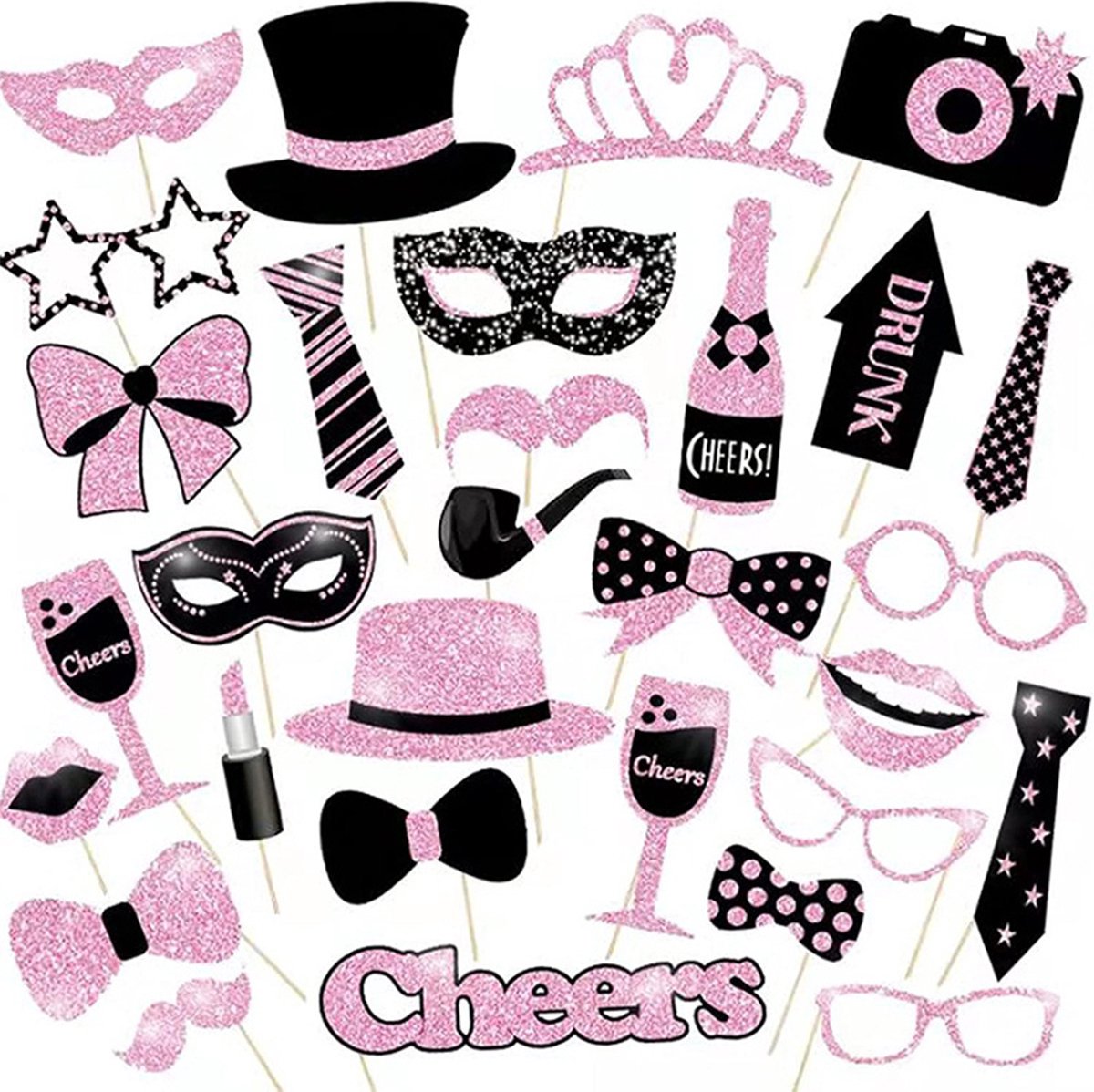 Happy New Year Oud en Nieuw Verjaardag Versiering Feest Foto Props Photobooth Props Happy New Year Decoratie - 32 Stuks