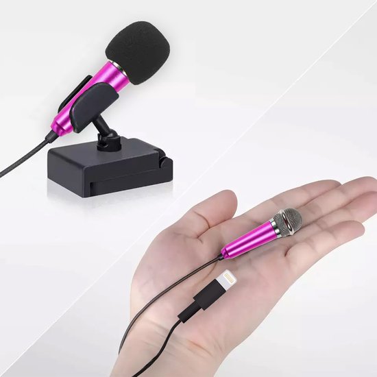 Foto: Mini microfoon voor telefoon roze iphone lightning schattig voor tiktok of karaoke minitune