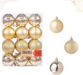 Kerstballen, glas, 4 cm, 24 stuks, kunststof, mat, glans, kerstdecoratie, kerstversiering, kerstboomballen, goud