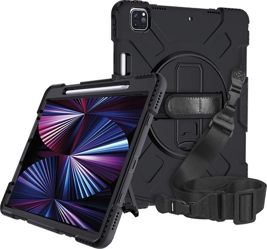 Étui Heavy Duty avec bandoulière - Housse pour iPad 10.9 (2022) - Zwart