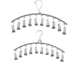 Pakket van 2 Gebogen Sokklemmen, Roestvrijstalen Sokkenrek, Ondergoeddroger met Knijpers, voor Sokken, Ondergoed, Schoeninlegzolen, Handschoenen.
