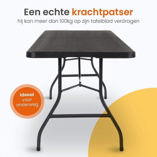 Goliving Table Pliante - Table Pliante - Table de Camping - Table Pliante d'extérieur - Résistante aux intempéries - 180 x 70 x 74 cm - Noir