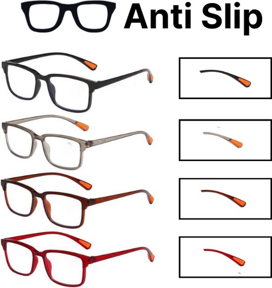 XYZ Eyewear Set de 5 Lunettes de lecture +2,50 - Femme - Homme - Lunettes de lecture - Trendy - Lunettes de lecture - Lunettes de lecture avec prescription - Avantage - Grip - Zwart - Avec prescription +2,50